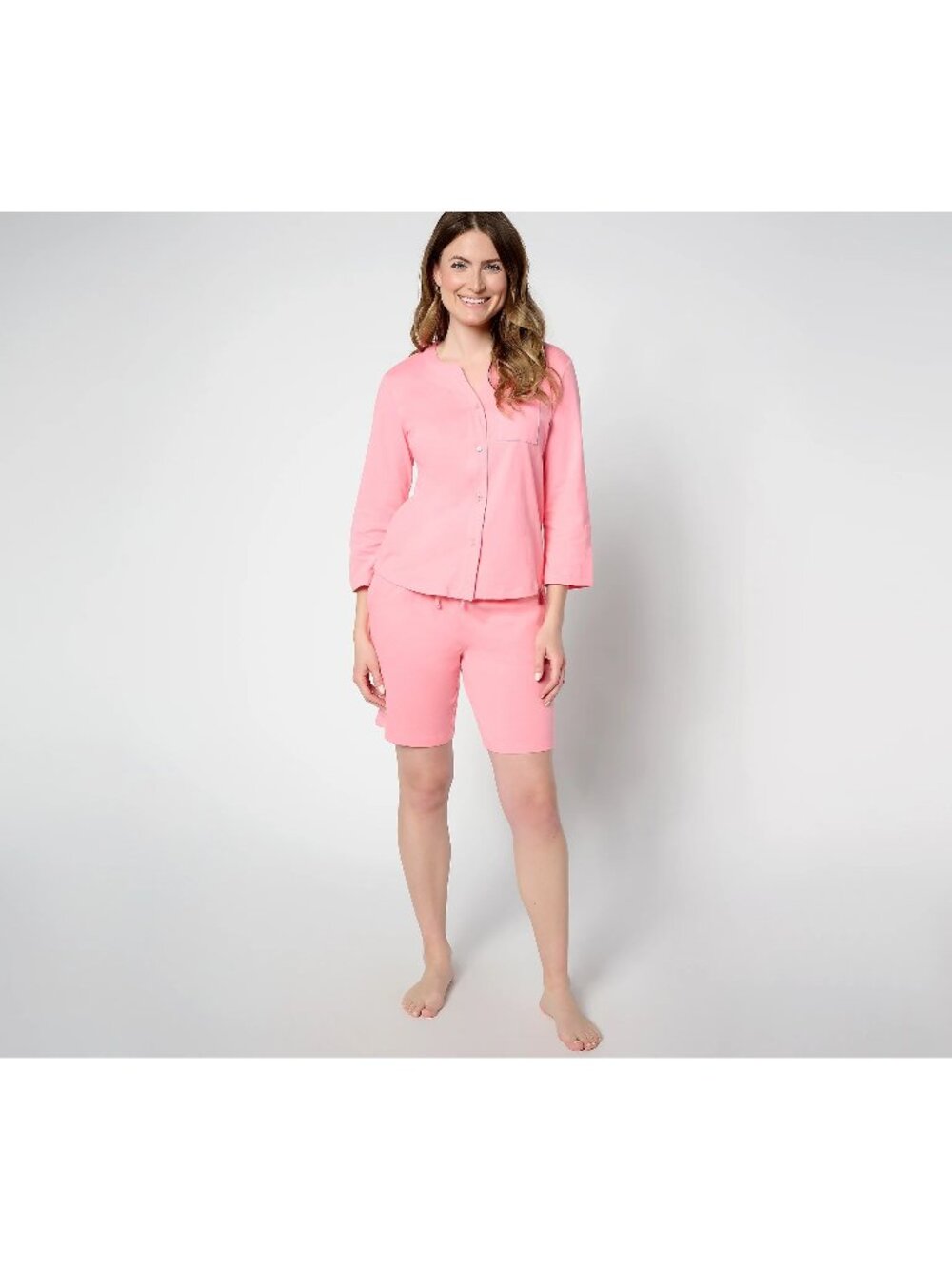 MUK LUKS 100% Cotton Button Down and Shorts Lounge Set Womens Size XL Peach NEW